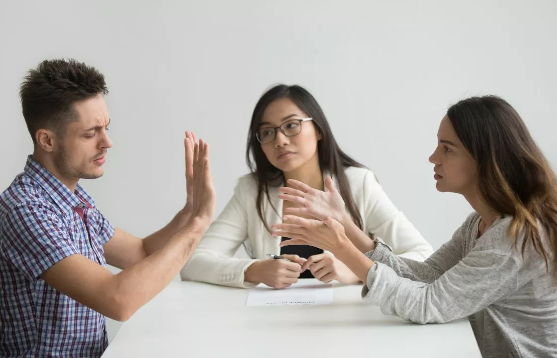 Image of couple arguing in family mediation Newport