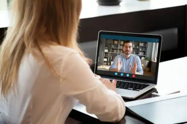 image of woman attending online mediation Newport speak to our team today!